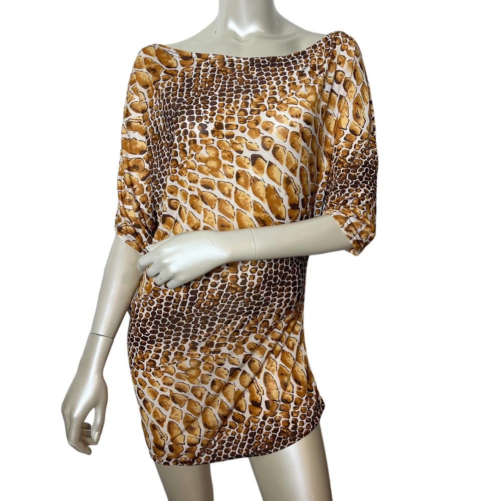 Brown Snake Print Women's Tunic Top